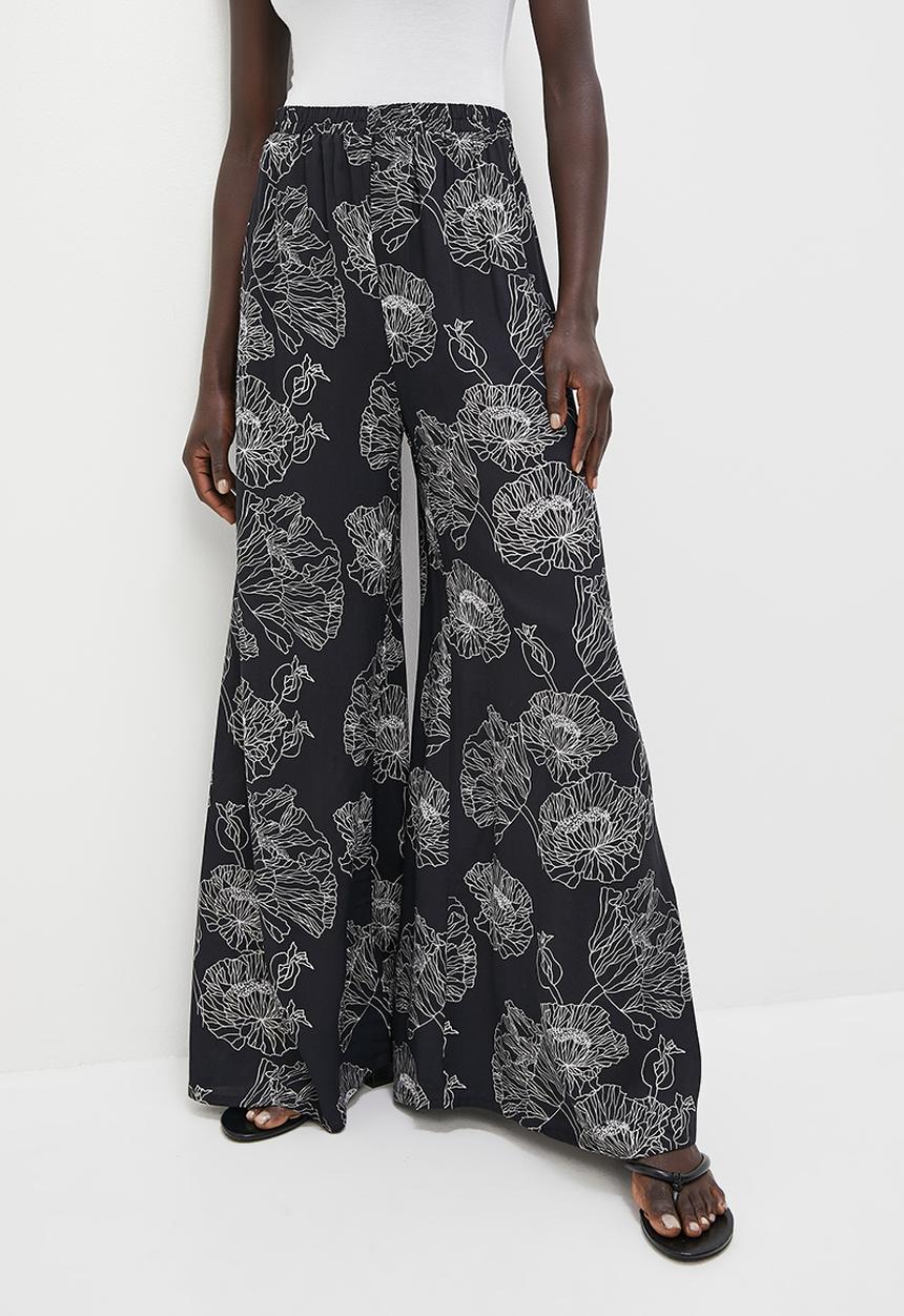 edit - Woven printed wide leg - black & white