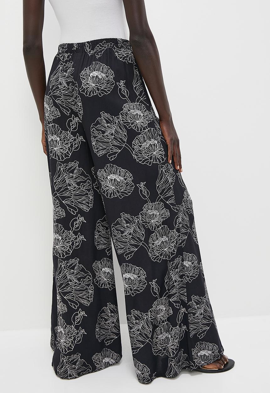 edit - Woven printed wide leg - black & white
