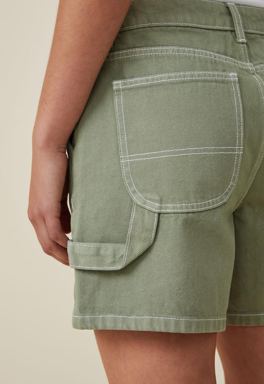 Cotton On - Utility denim short - soft green