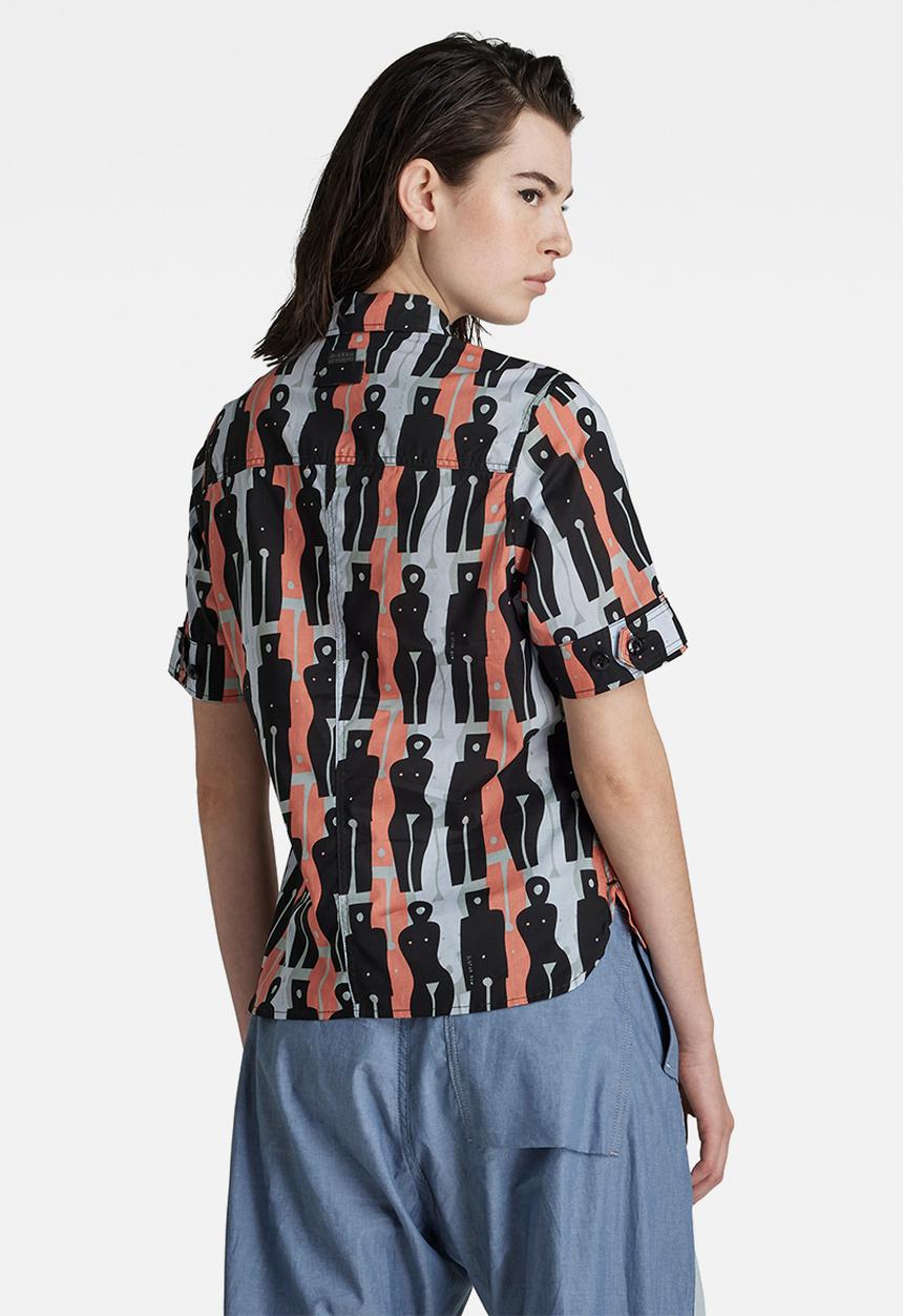 G-STAR - Officer  short sleeve shirt  - iceberg green figures 