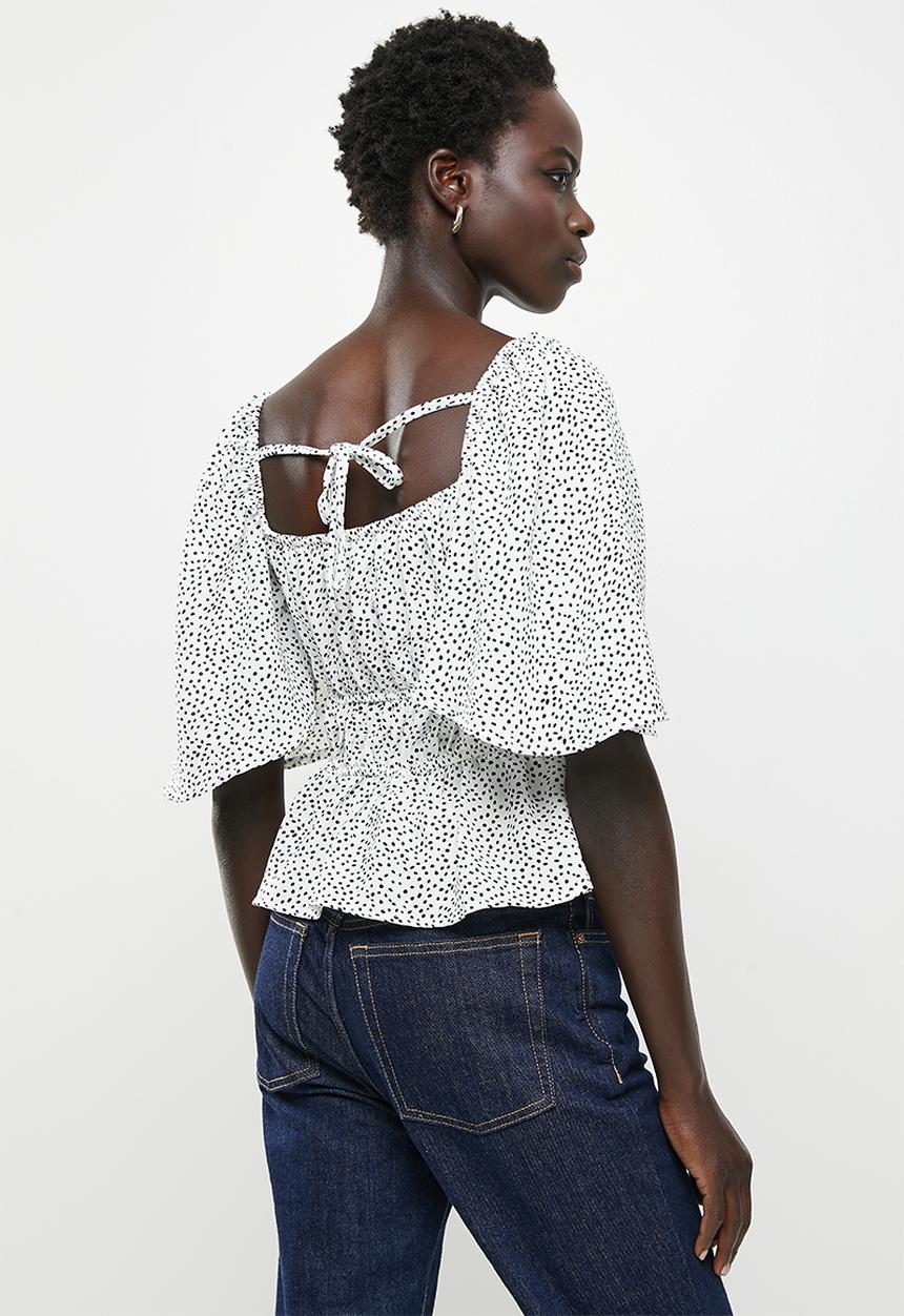 Me&B - Printed airflow top - white spotty