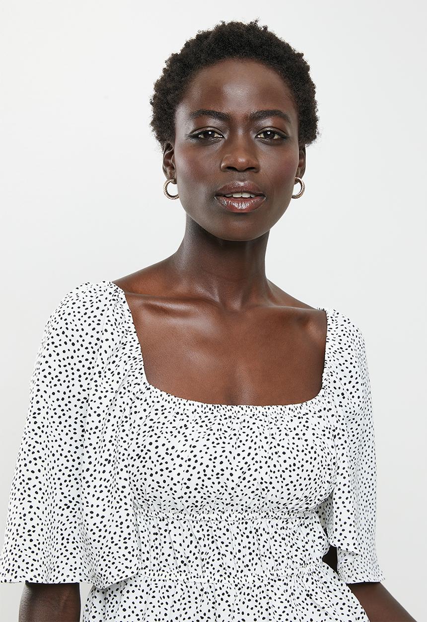 Me&B - Printed airflow top - white spotty