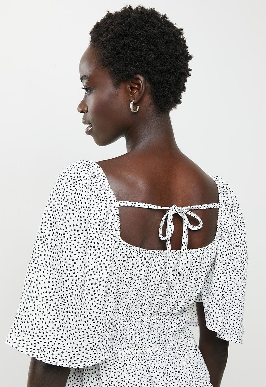 Me&B - Printed airflow top - white spotty