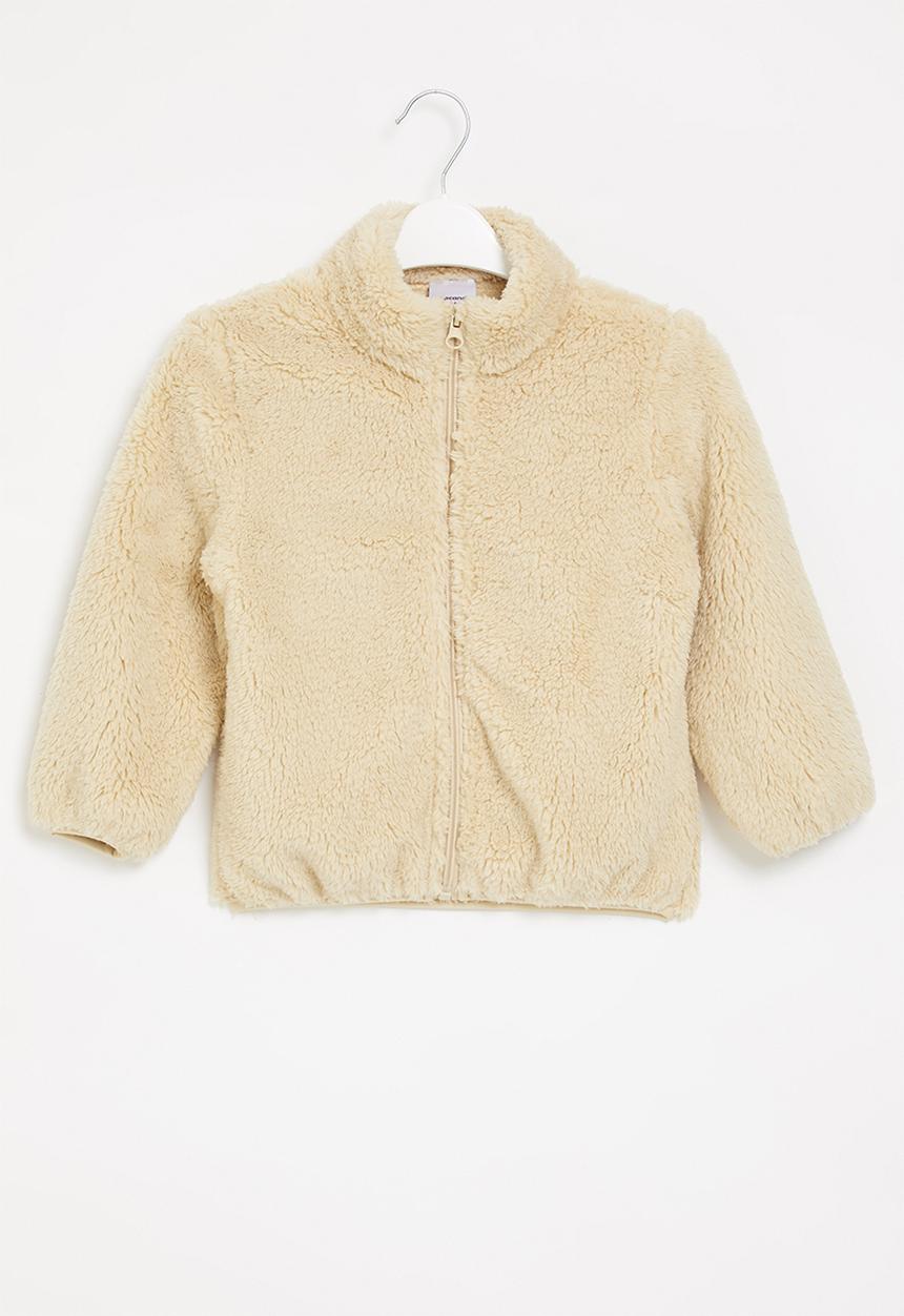 Pop Candy - Girls fluffy zip through jacket - beige