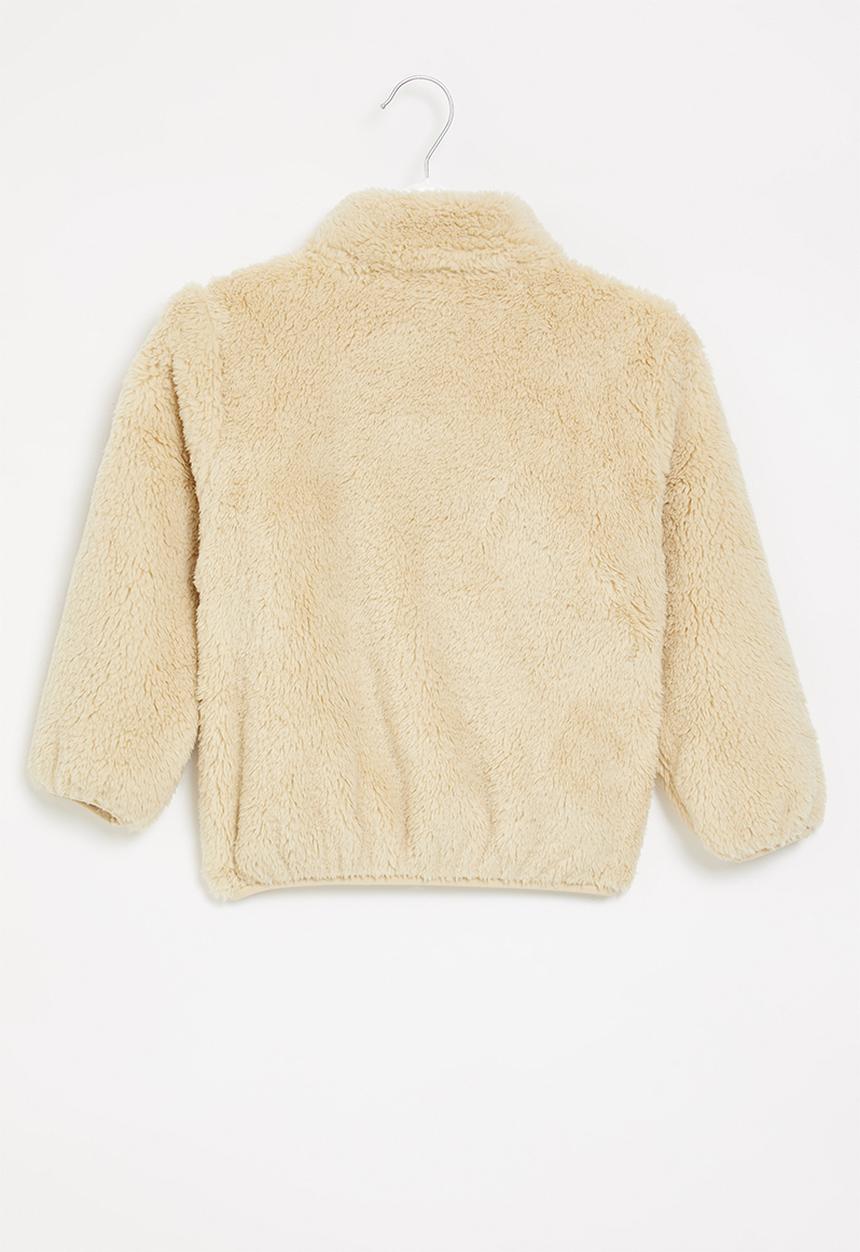 Pop Candy - Girls fluffy zip through jacket - beige