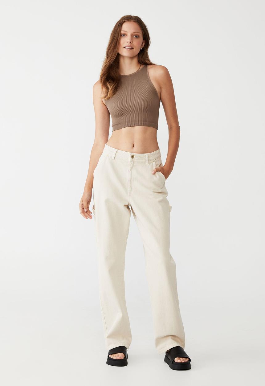 Cotton On - Seamless benni seamless high neck tank - rich taupe