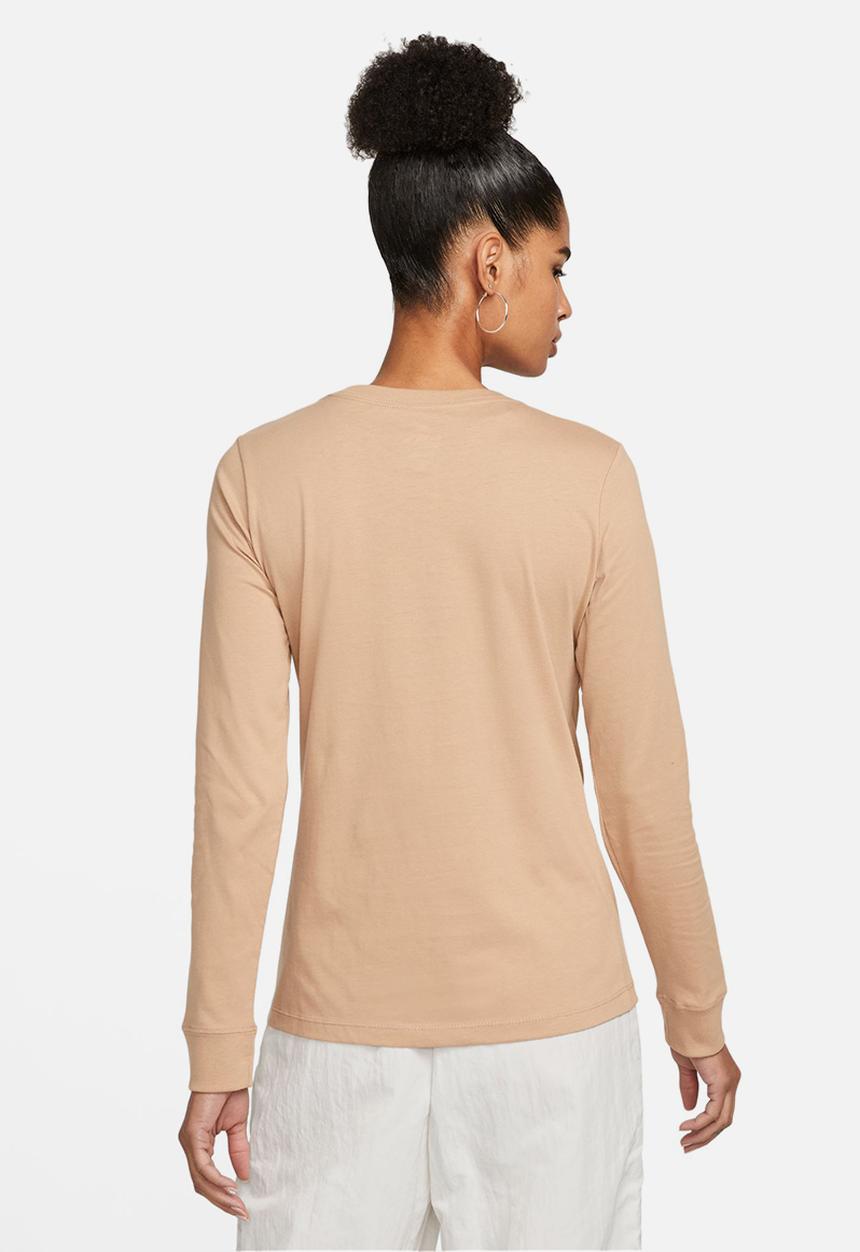 Nike - W nsw tee essential long sleeve lbr - hemp & white