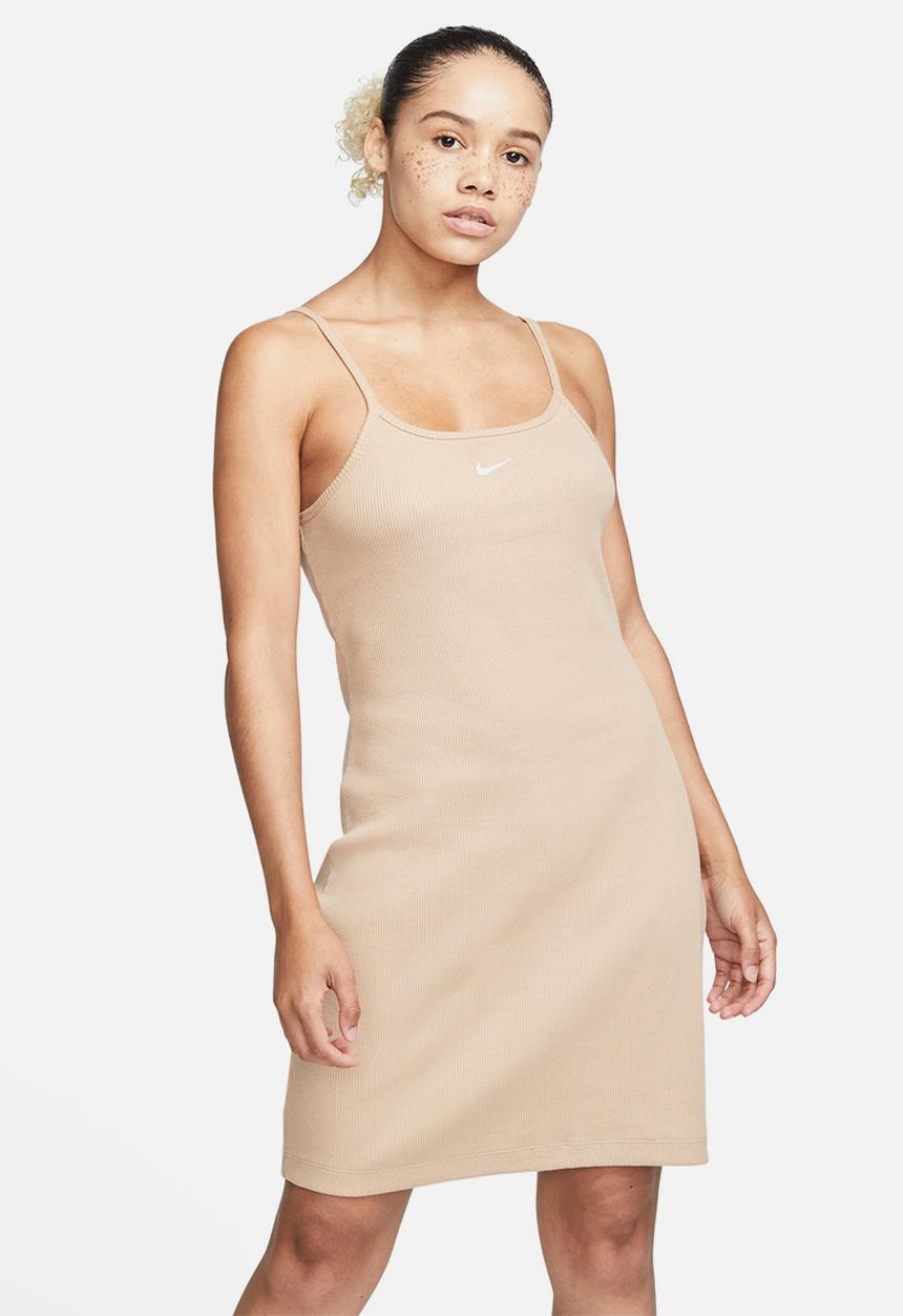 Nike - W nsw essential rib dress bodycon - hemp & white