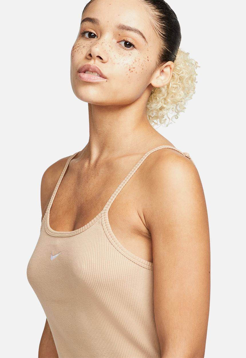 Nike - W nsw essential rib dress bodycon - hemp & white