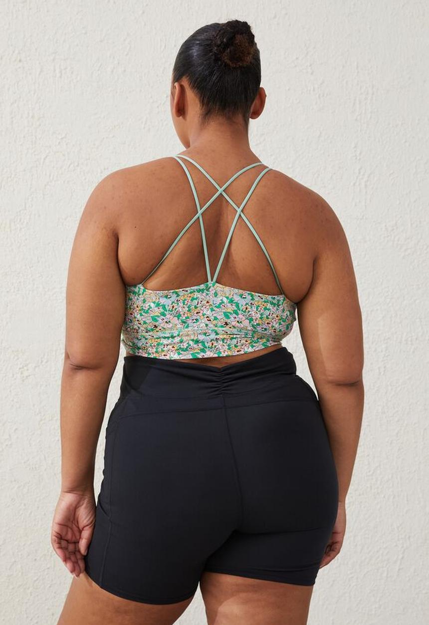 Cotton On - Curve active  recycled ruched strappy crop - multi 