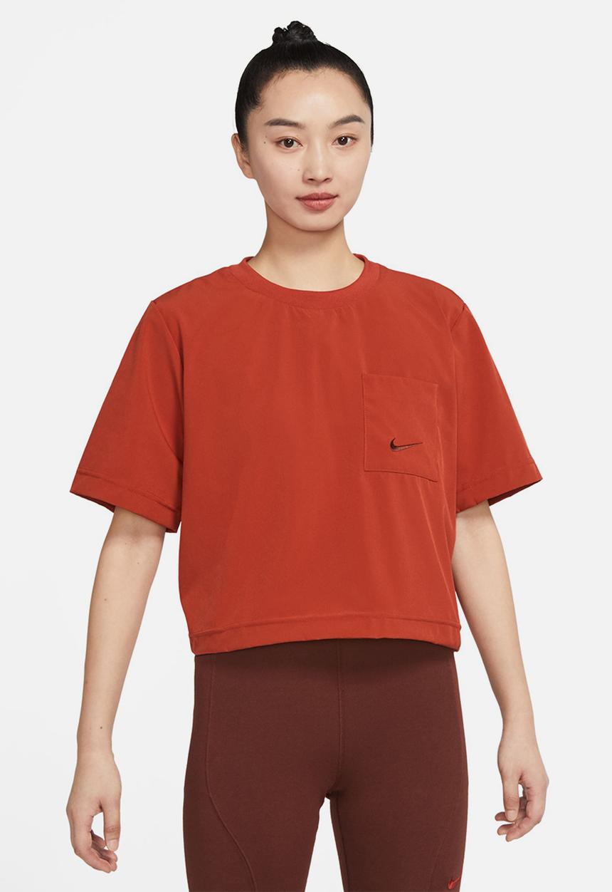 Nike - W nsw everyday modern woven boxy top - cinnabar & oxen brown