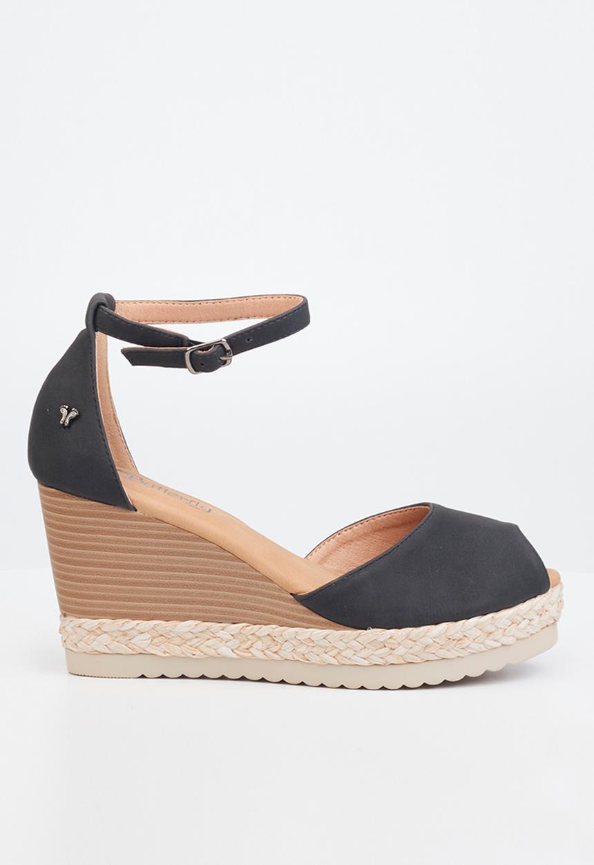 Butterfly Feet - Avery 3 espadrille wedge heel - black