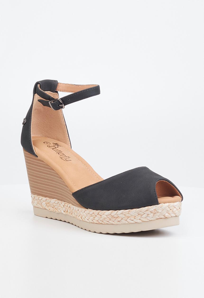 Butterfly Feet - Avery 3 espadrille wedge heel - black