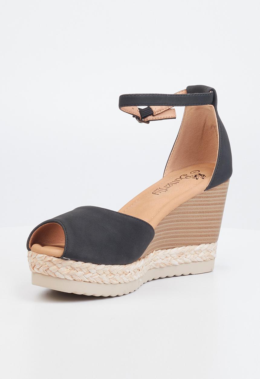 Butterfly Feet - Avery 3 espadrille wedge heel - black