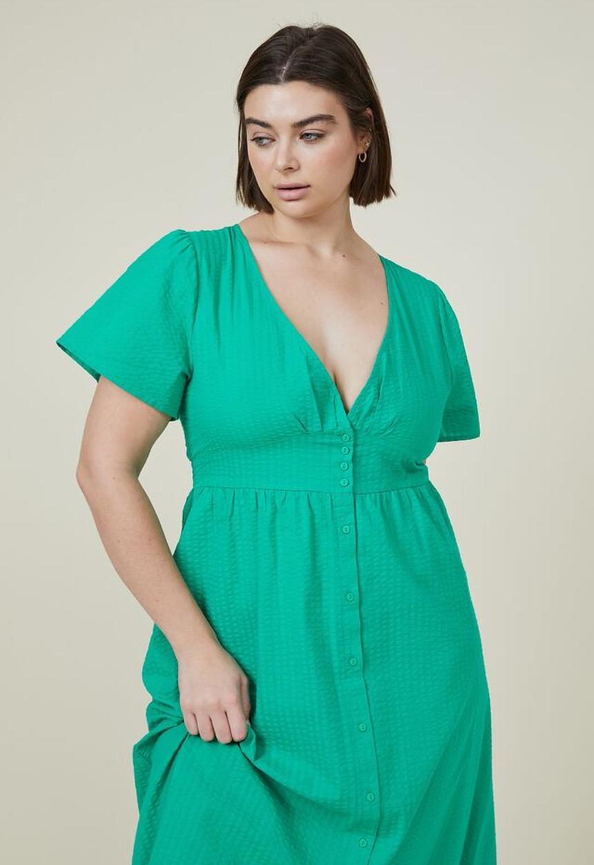 Cotton On - Curve woven midi dress - bright green