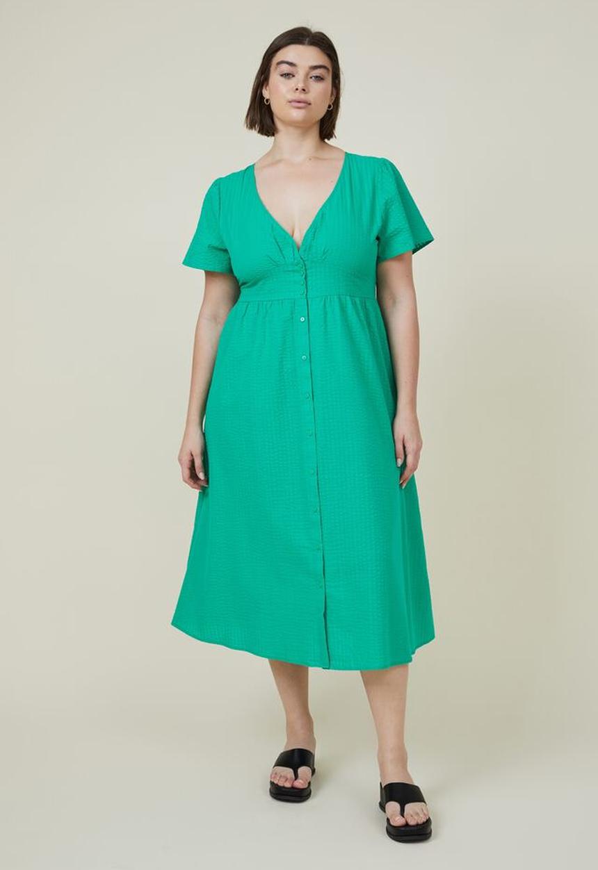 Cotton On - Curve woven midi dress - bright green