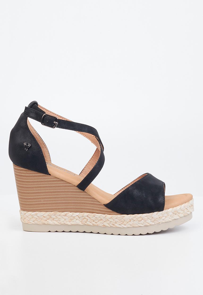Butterfly Feet - Avery 4 espadrille wedge heel - black