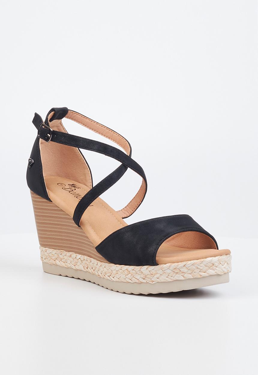Butterfly Feet - Avery 4 espadrille wedge heel - black
