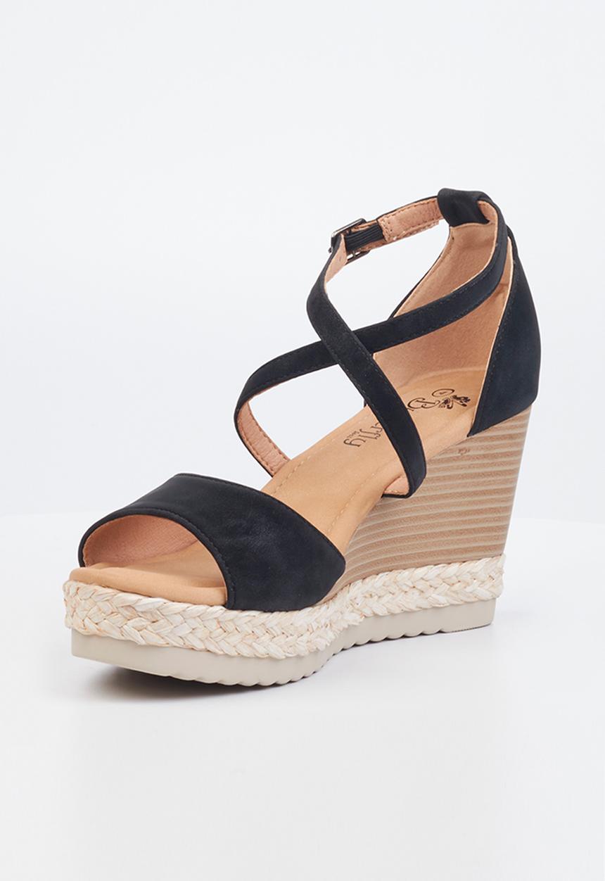 Butterfly Feet - Avery 4 espadrille wedge heel - black