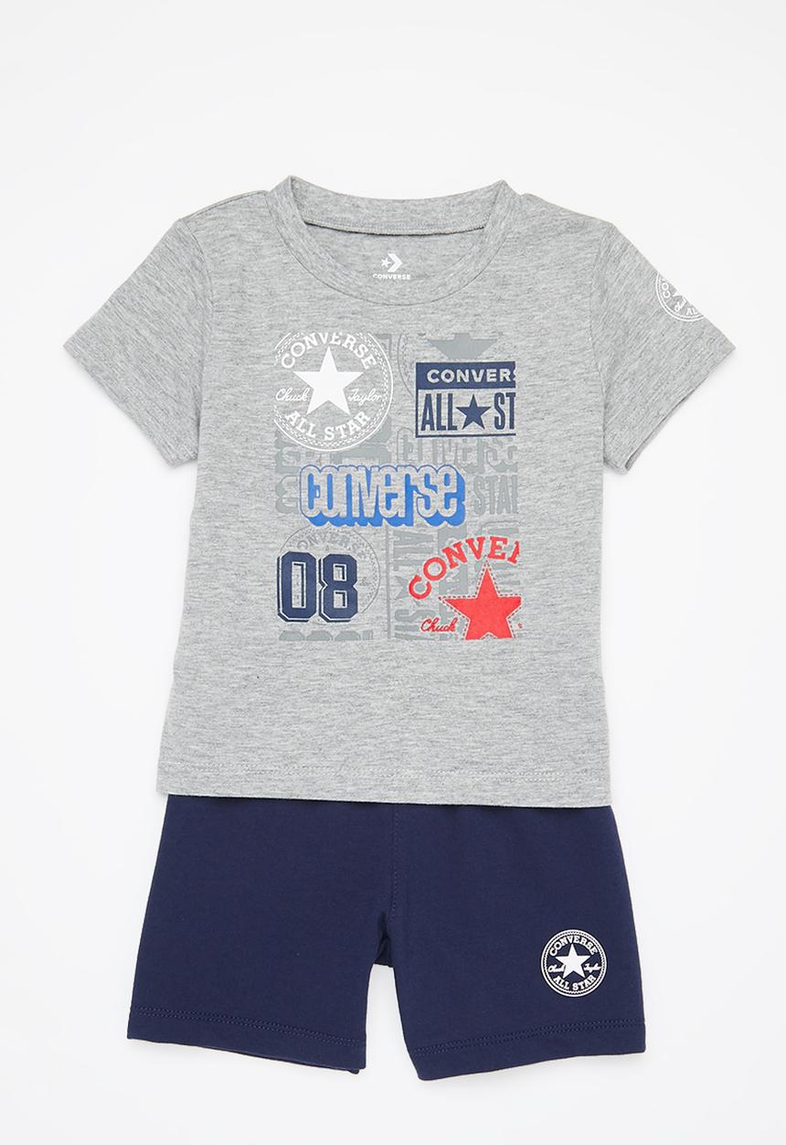 Converse - Cnvb logo aop short sleeve tee short set - midnight navy