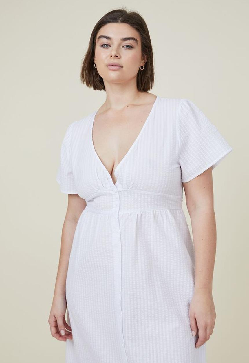 Cotton On - Curve woven midi dress - white