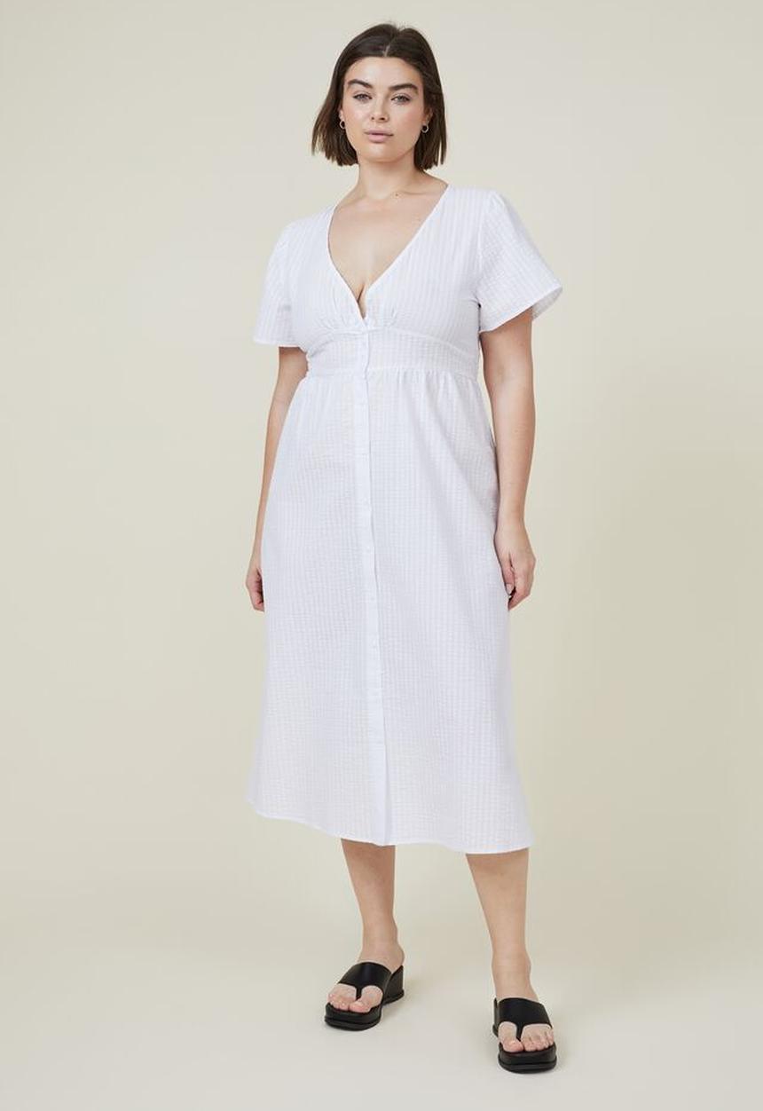 Cotton On - Curve woven midi dress - white
