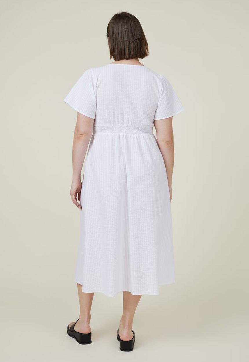Cotton On - Curve woven midi dress - white
