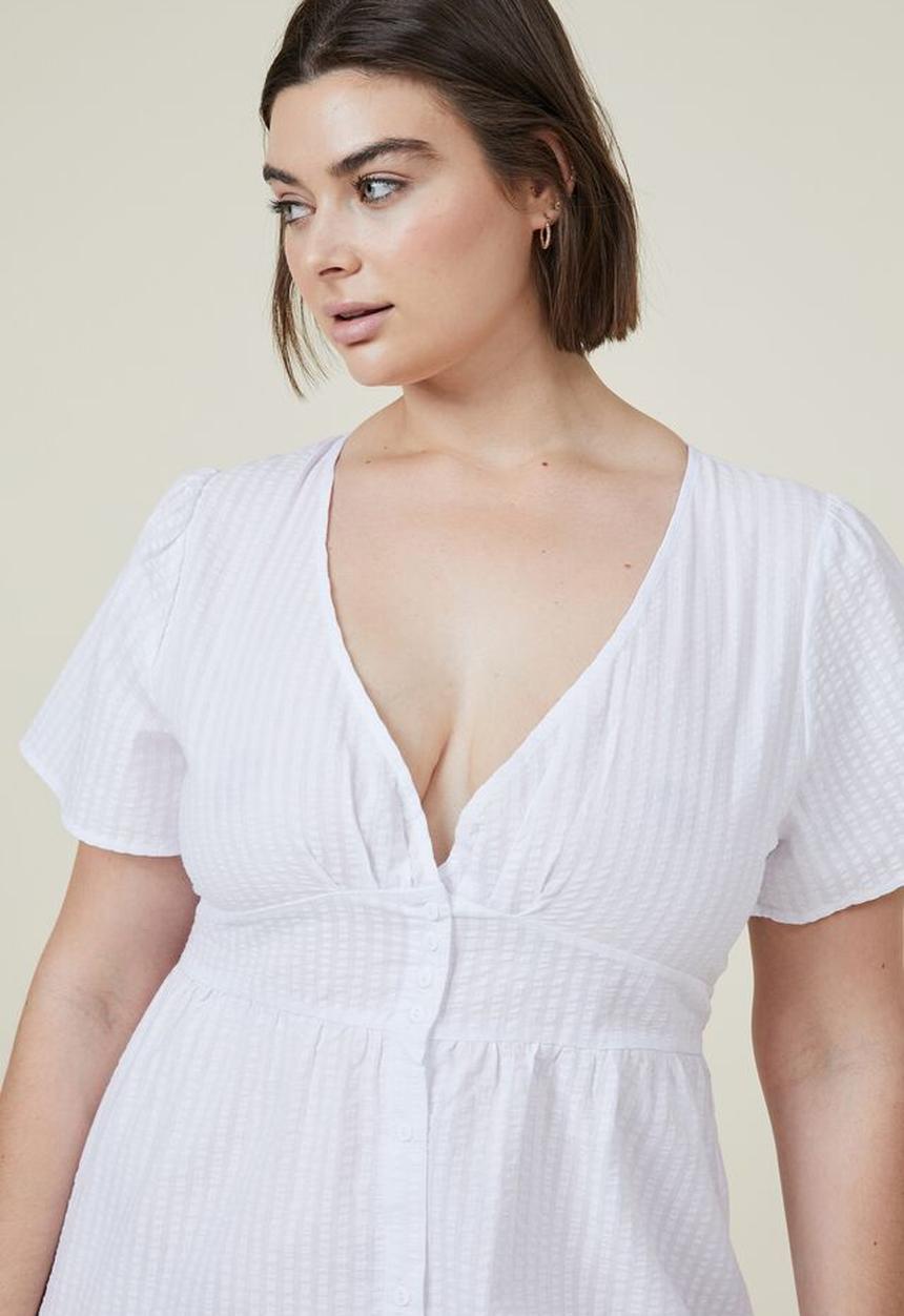 Cotton On - Curve woven midi dress - white
