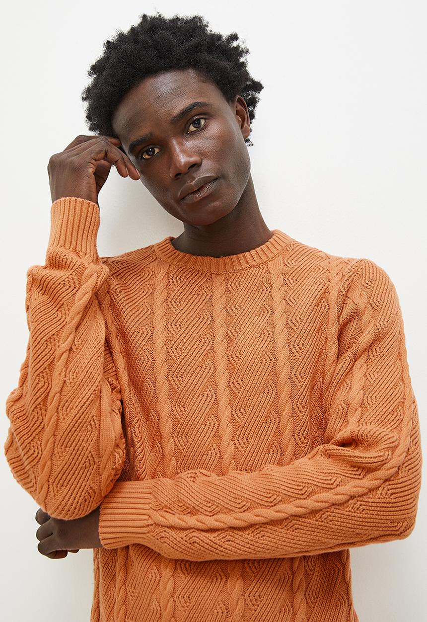 Superbalist - Regular fit cable knit - brown