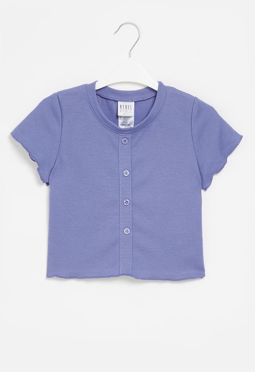 Rebel Republic - Rib cropped tee - periwinkle