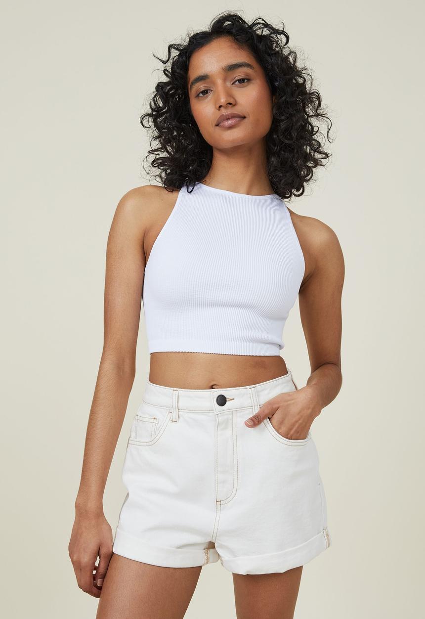Cotton On - High rise classic stretch denim short - dunes