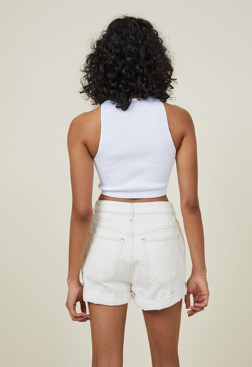 Cotton On - High rise classic stretch denim short - dunes