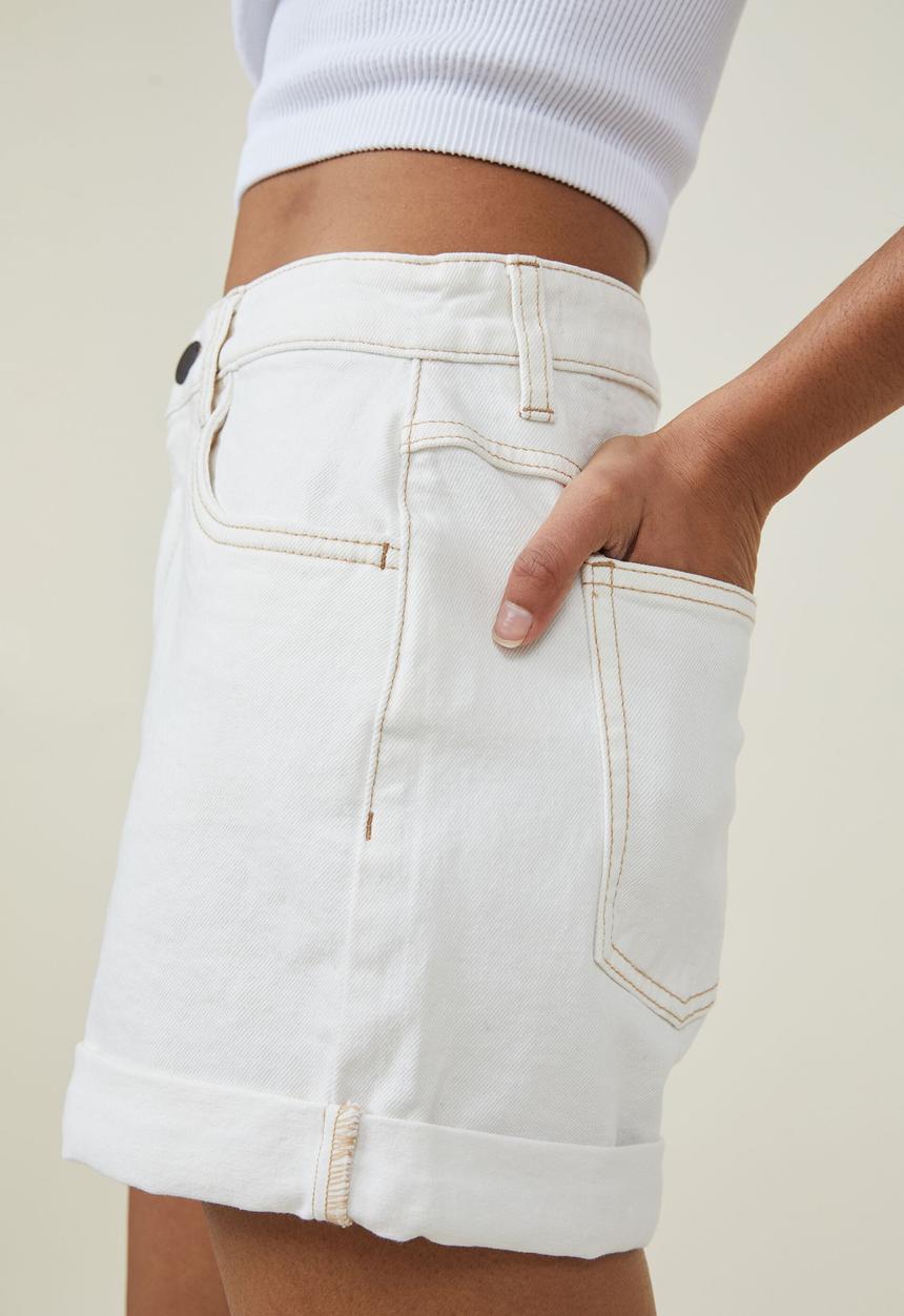 Cotton On - High rise classic stretch denim short - dunes
