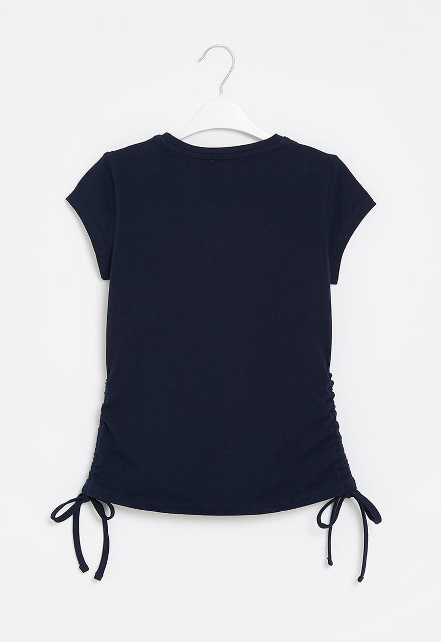 SISSY BOY - Fitted side ruched top with cap sleeves - navy
