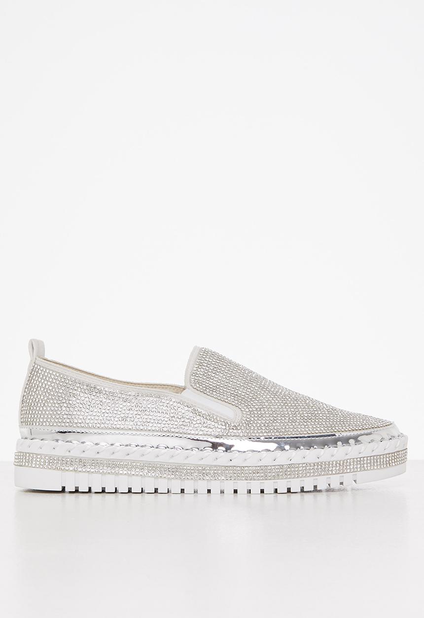 Footwork - Lilith diamante slip-on - silver