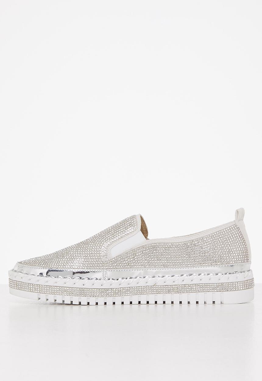 Footwork - Lilith diamante slip-on - silver