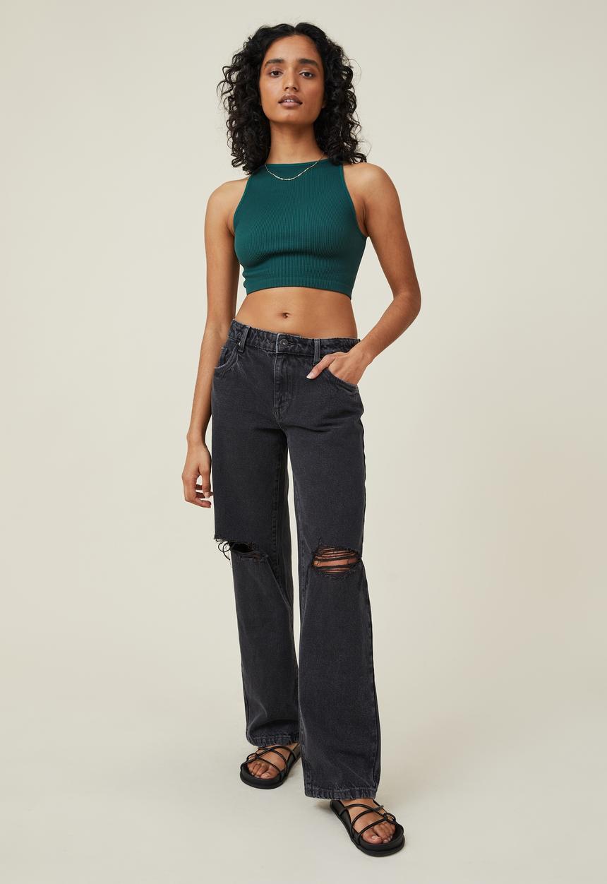 Cotton On - Seamless benni seamless high neck tank - scholar green
