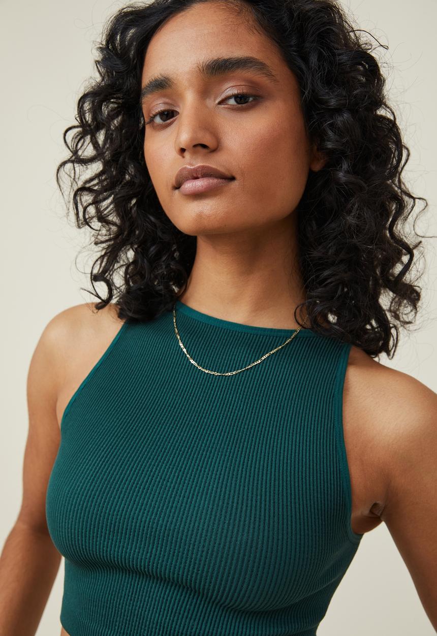 Cotton On - Seamless benni seamless high neck tank - scholar green