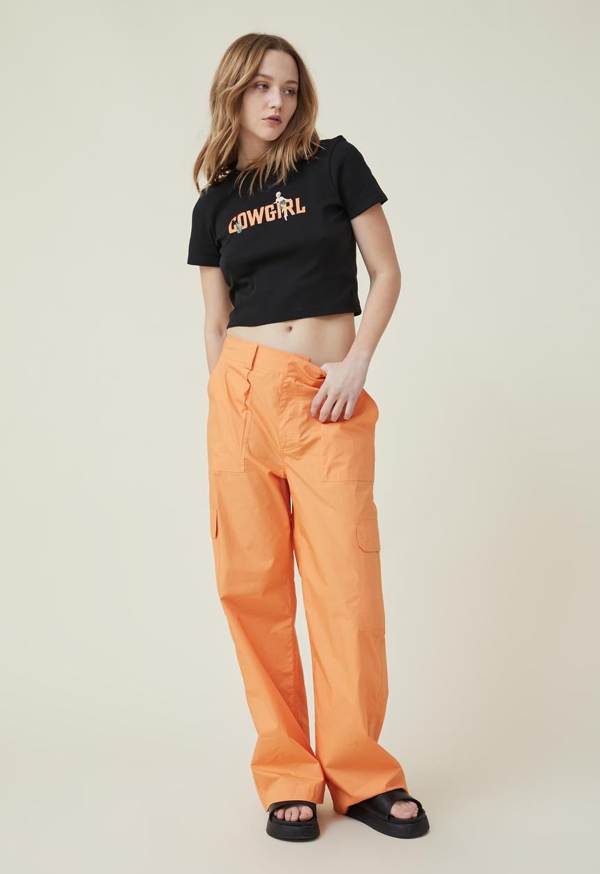 Cotton On - Micro fit rib graphic tee - cow boy / black