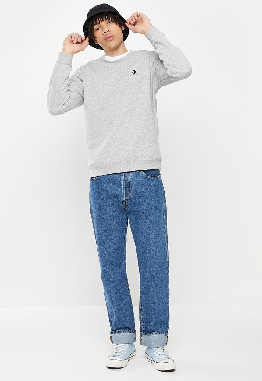 Converse - Standard fit left chest star chev emb crew bb - vintage grey heather