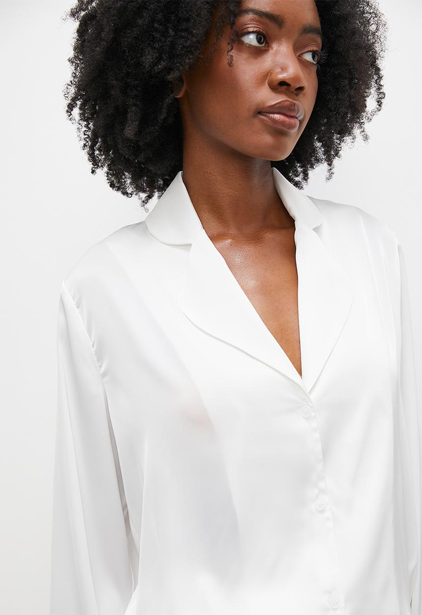 Superbalist - Satin sleep shirt & pants set - ecru