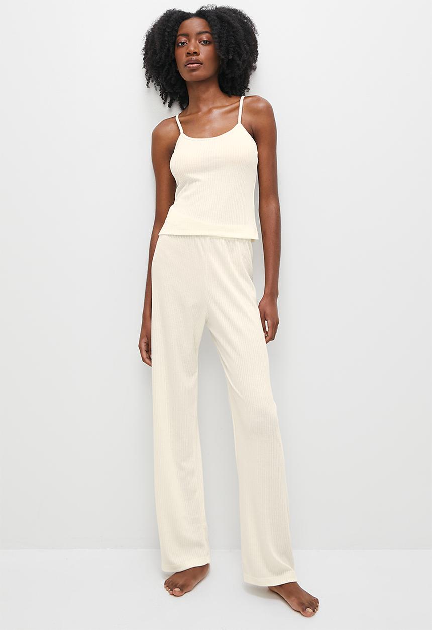 Superbalist - Rib cami & wide leg sleep set - ecru