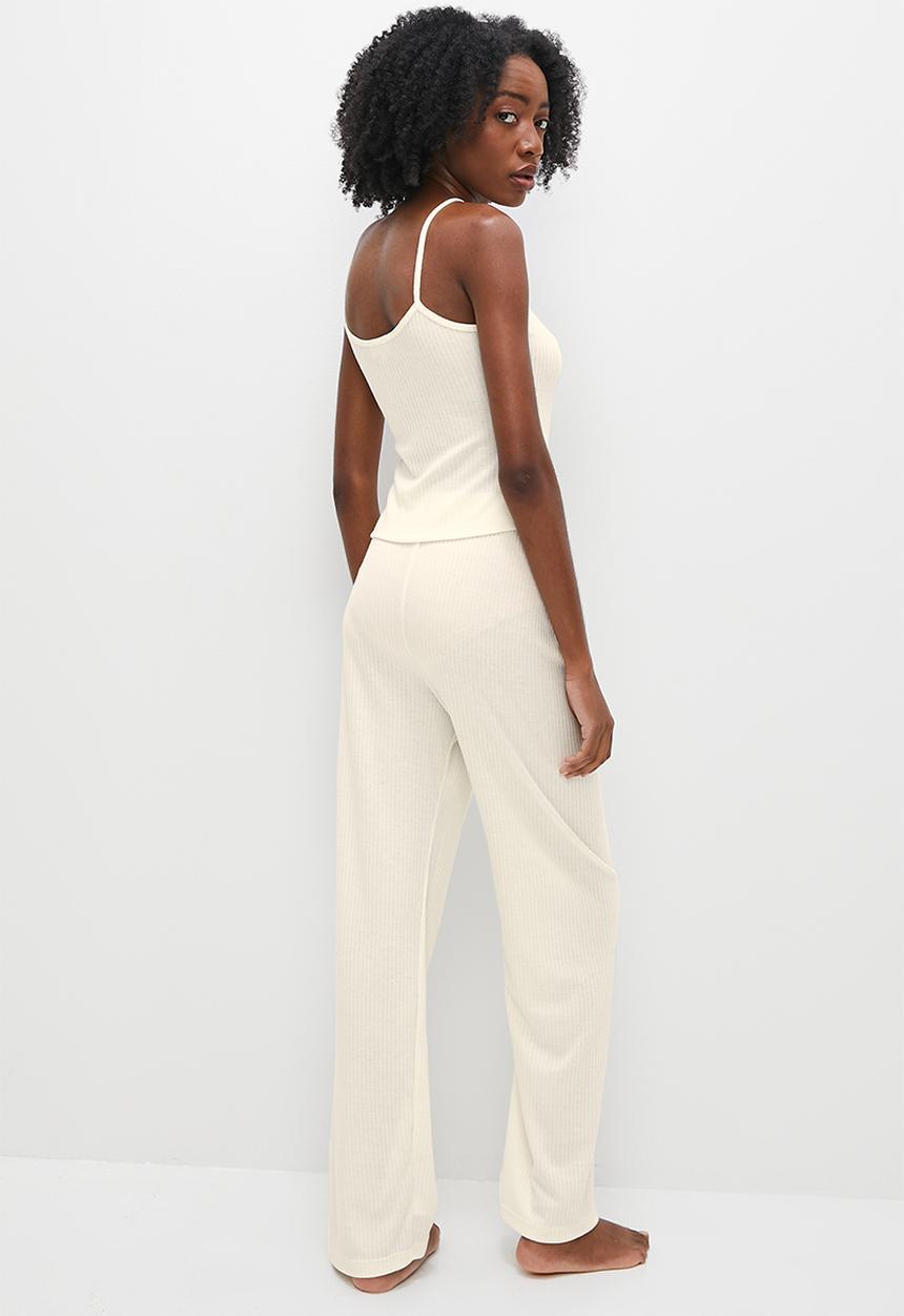 Superbalist - Rib cami & wide leg sleep set - ecru