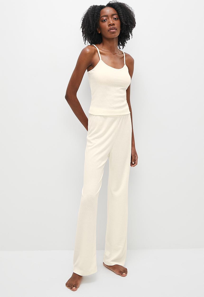 Superbalist - Rib cami & wide leg sleep set - ecru