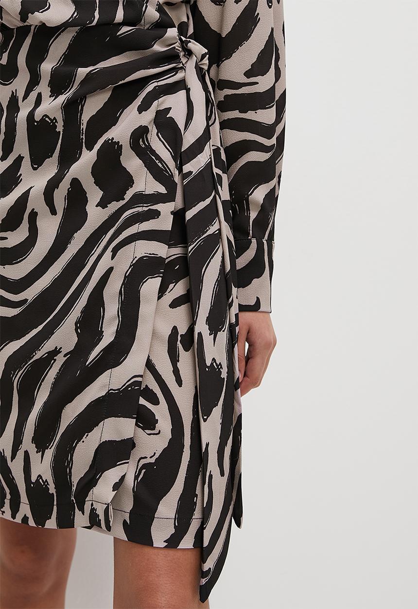 Superbalist - Wrap collared mini dress - stone zebra