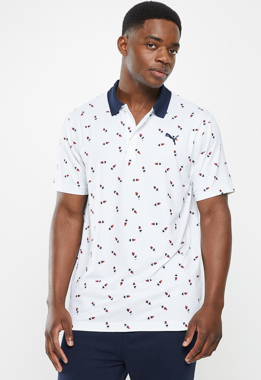 PUMA - Cloudspun Popsi-Cool Golf Polo - bright white & ski patrol