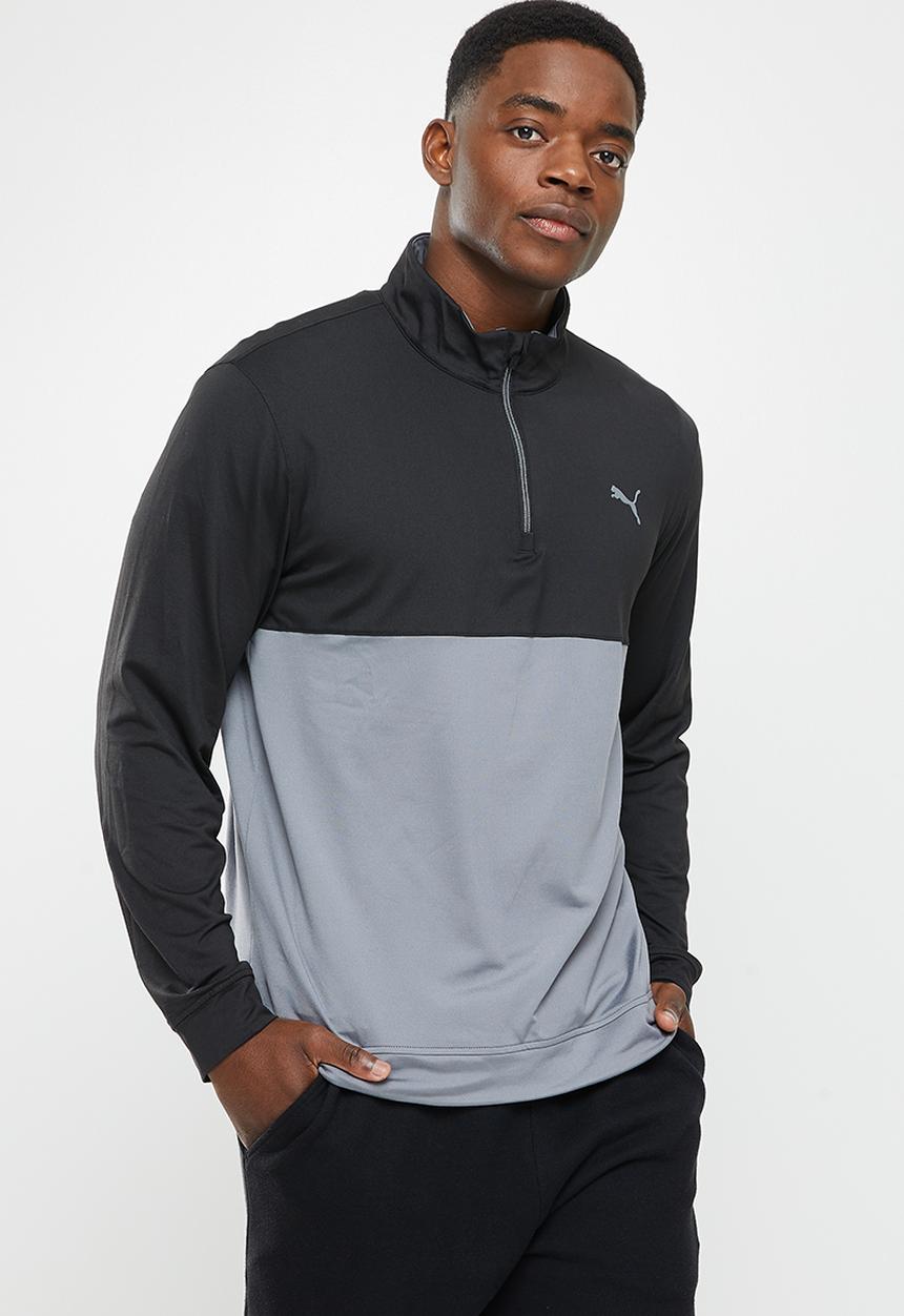 PUMA - Gamer Colourblock 1/4 Zip Golf Pullover - Black & quiet shade