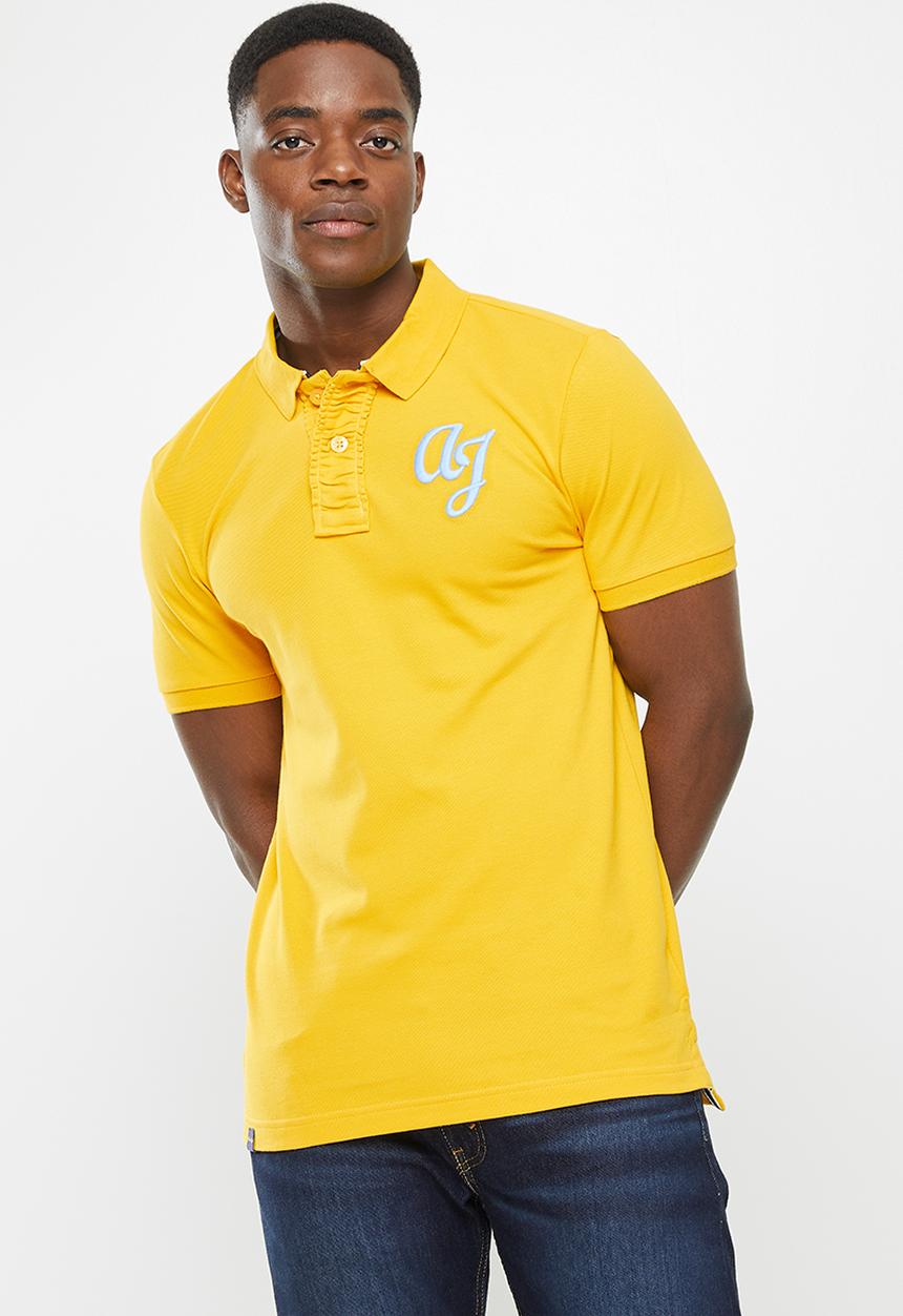 Aca Joe - 3d embroidery short sleeve golfer - gold