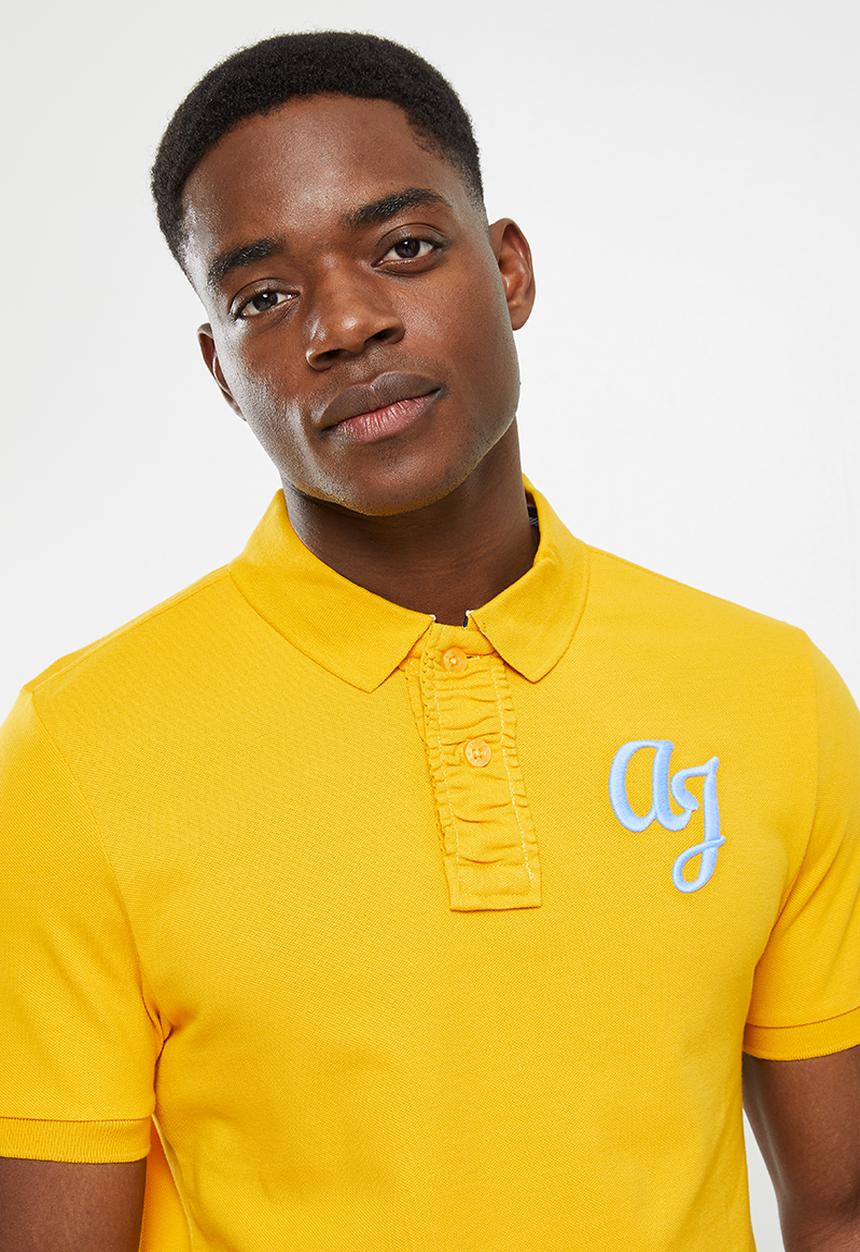 Aca Joe - 3d embroidery short sleeve golfer - gold