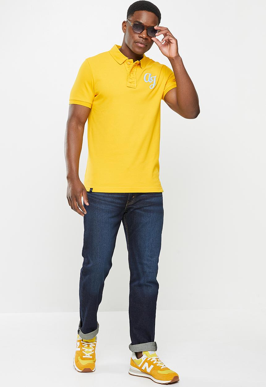 Aca Joe - 3d embroidery short sleeve golfer - gold